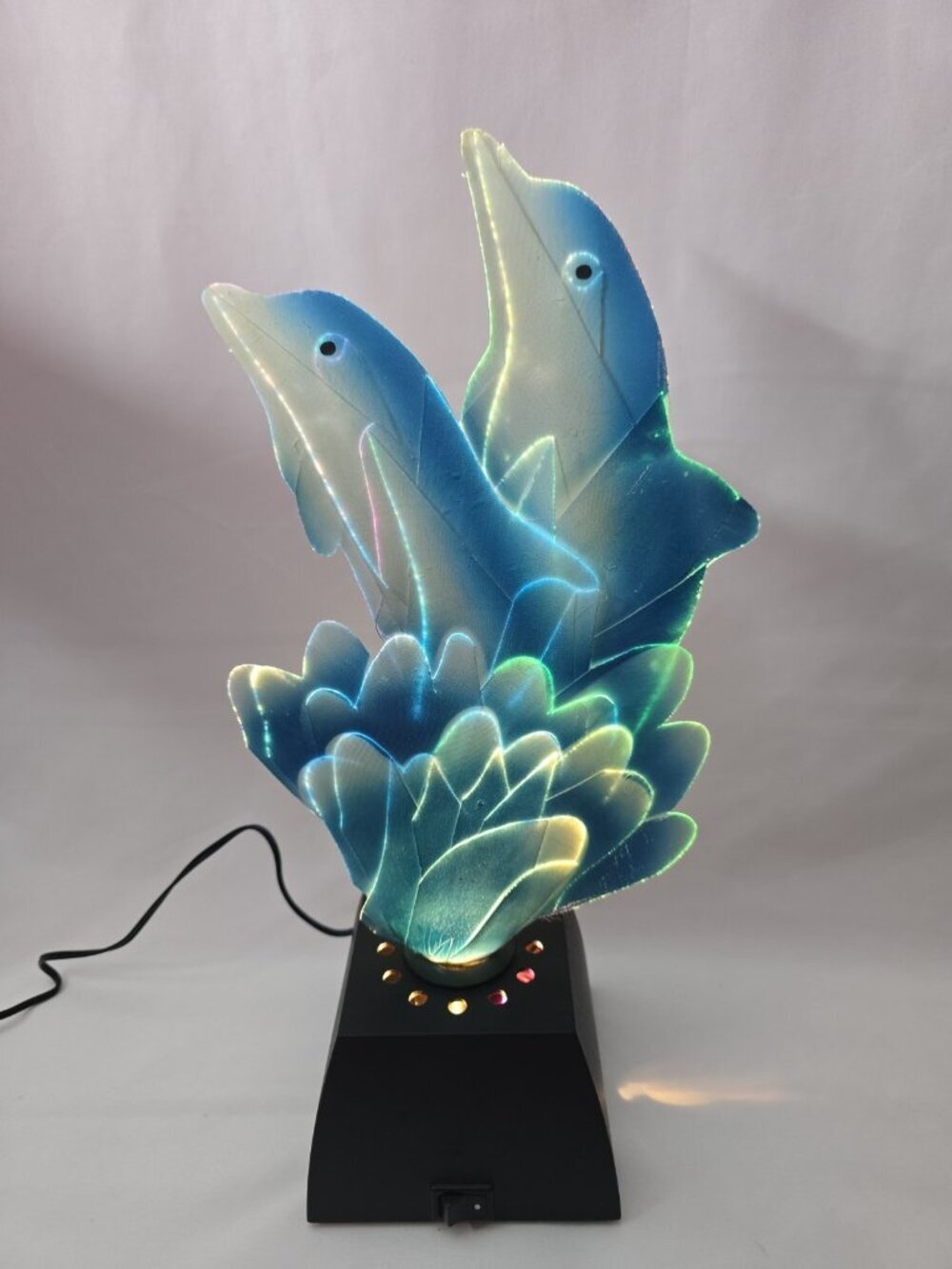 Fiber Optic Dolphin Lamp Vintage Color Changing Light With Adapter
